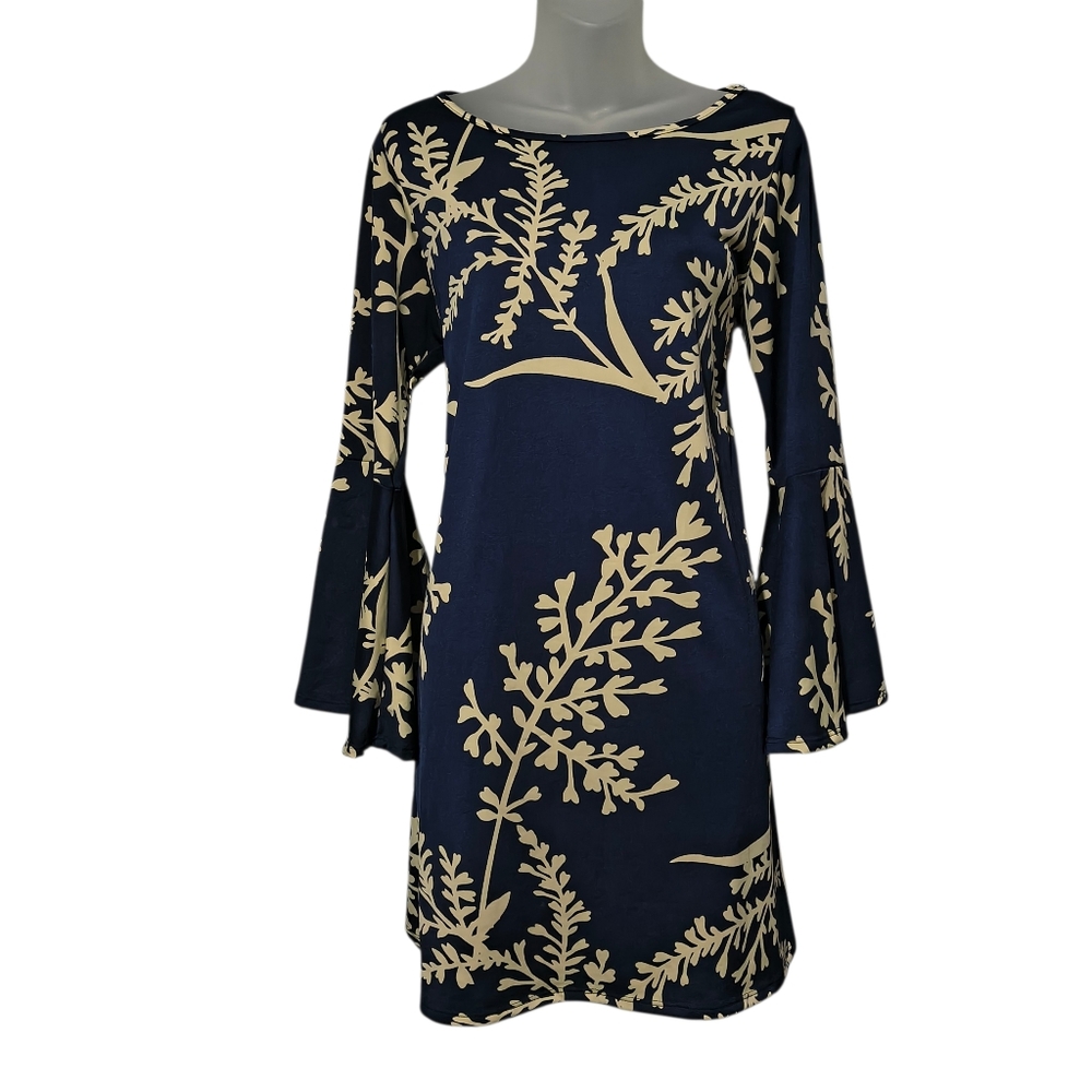 Miss Day Botanical Dress Large USA Vintage Inspired Bell Sleeve Fairy Stretch